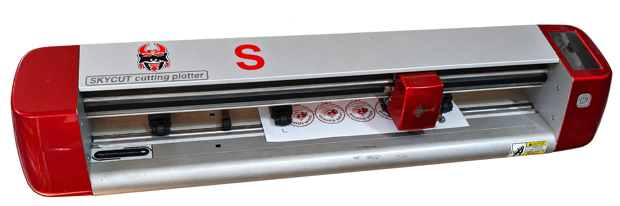 Red and silver Skycut cutting plotter